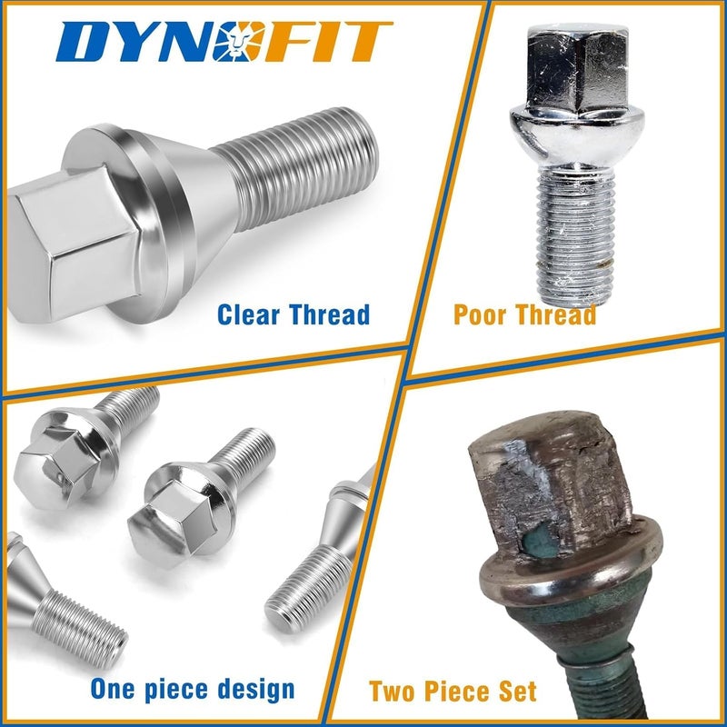 dynofit Store 12x1.25 Lug Bolts Compatible with Jeep Renegade 2015-2025,Replace Factory Swollen Bolt,17mm Hex Chrome Lug Nuts Fit for Dodge Hornet 2023+, Fiat 500/500L/500X, 20pcs Steel Stock Wheel Bolts - Image 4